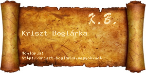Kriszt Boglárka névjegykártya